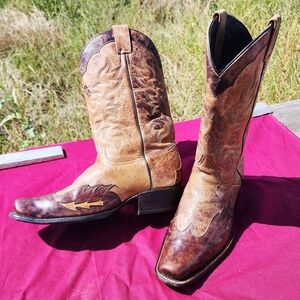 Brown and Tan Western Cowboy Boots